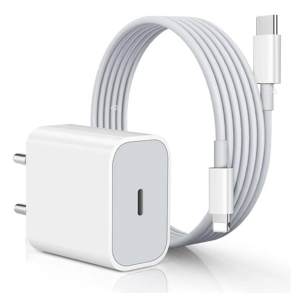 20W Original [MFi-Certified] Adapter Charger Cable Compatible with iPhone 14/14Plus/14Pro/14Promax 13/13Pro/13Promax 12/12Pro/12Promax/ 11/11Pro/11Promax X/Xr Series (White) | 6 Months Warranty - Triveni World