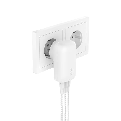 Belkin 67W (27W + 20W + 20W) Triple USB-C Pps Pd Wall Charger for Smartphone,White