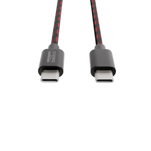 amazon basics Braided Type C to C Cable 60W Fast Charging Cable with 480 Mbps Data Transfer Speed | 1.2m, Tangle Free Cable