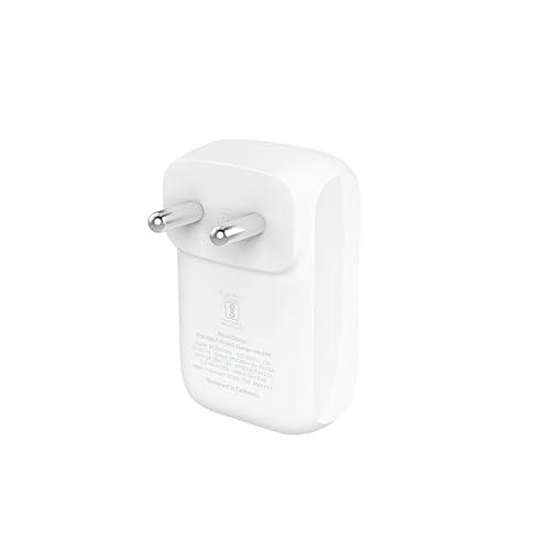 Belkin BoostCharge 42W Dual Port Wall Charger, USB-C + USB-A Charger Fast Charging for iPhone 16, 16 Plus, 16 Pro, 16 Pro Max, iPhone 15, Galaxy S24, Plus, Ultra, iPad, Pixel, AirPods & More - White