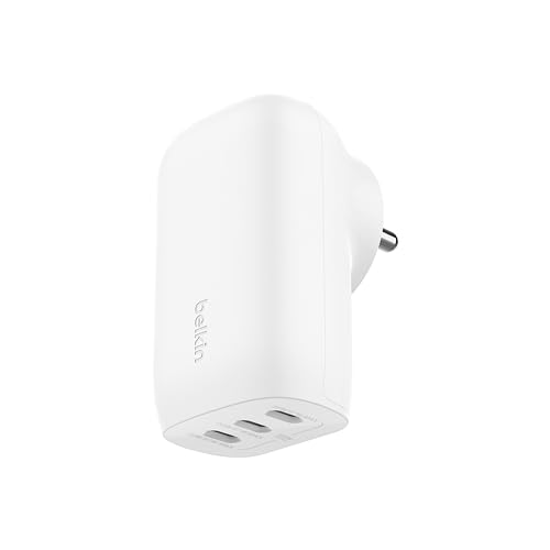 Belkin 67W (27W + 20W + 20W) Triple USB-C Pps Pd Wall Charger for Smartphone,White