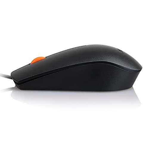 Lenovo 300 Wired Plug & Play USB Mouse, High resolution 1600 DPI Optical Sensor, 3-button design with clickable scroll wheel, Ambidextrous, Ergonomic mouse for comfortable all-day Grip (GX30M39704)