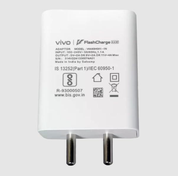 Original 44w Vivo Flash Charger USB Adapter Compatible with Vivo V25 5G/V23 5G/V23 E 5G/V23PRO 5G/Y35/Y75/Y73/V25/V23/V325E/V21/V21 PRO/V20 PRO/V20/V19/T144W/IQOO Z6/Z6 LITE 5G (Original 44w Adapter)