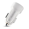 DUDAO R7 Quick Car Charger 3A Super-fast car charger with 3 in 1 stretchable coil Cable 1.2m DUAL USB Port Qualcomm 3.0 Car Charger Adapter, Compatible with iPhone14/13/12pro/Galaxy/S22, Oppo, vivo, one+, Pixel, Mi all devices (White)