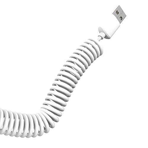 DUDAO R7 Quick Car Charger 3A Super-fast car charger with 3 in 1 stretchable coil Cable 1.2m DUAL USB Port Qualcomm 3.0 Car Charger Adapter, Compatible with iPhone14/13/12pro/Galaxy/S22, Oppo, vivo, one+, Pixel, Mi all devices (White)