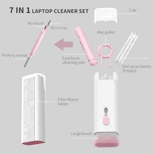 7 in 1 Electronic Cleaner Kit, Keyboard Cleaner Kit with Brush, 3 in 1 Cleaning Pen for AirPods Pro, Multifunctional Cleaning Kit for Earphone, Keyboard, Laptop, Phone, PC Monitor (Grey)