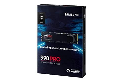 Samsung 990 PRO SSD 1TB PCIe 4.0 M.2 Internal Solid State Drive, Fastest Speed for Gaming, Heat Control, Direct Storage and Memory Expansion for Video Editing, Heavy Graphics, MZ-V9P1T0B