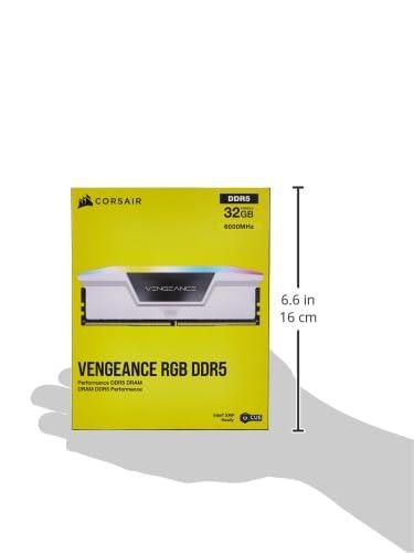 CORSAIR Vengeance RGB DDR5 RAM 32GB (2x16GB) 6000MHz CL30 Intel XMP iCUE Compatible Computer Memory - White (CMH32GX5M2B6000C30W)