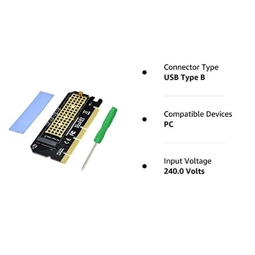 Verilux® NVME Adapter PCIe x16 with Gel Pad, M.2 NVME or AHCI SSD to PCIE 3.0 Adapter Card for Key M 2230, 2242, 2260, 2280 Size M.2 SSD, Support PCIe x4 x8 x16 Slot