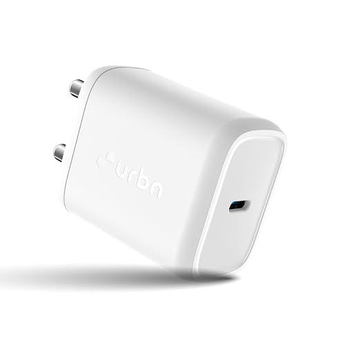 URBN 20W USB C iPhone Gan Charger|2X Faster Charging Compatible with Cellularphone|Power Delivery Adapter|Made in India|iPhone 15/14/13/12/11/Pro/Max/Mini|Samsung Galaxy|Oneplus,Pixel,Mi Redmi&More