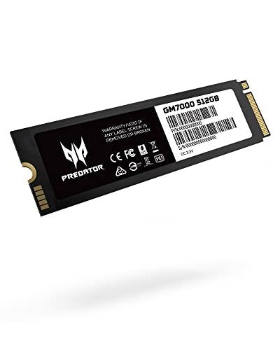 Acer Predator GM7000 512GB NVMe Gaming SSD - M.2 2280 PCIe Gen4 (16 Gb/s) x 4, 3D TLC NAND PC Internal Solid State Hard Drive with DDR4 DRAM Cache Up to 7400 MB/s - BL.9BWWR.104