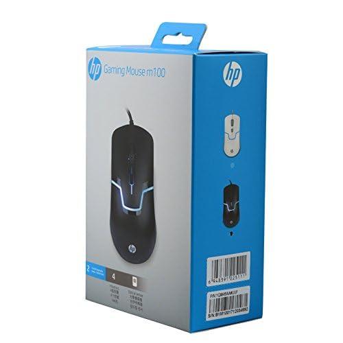 HP M100 USB Wired Gaming Optical Mouse with LED Backlight and Adjustable 1000/1600 DPI Settings, 3 Buttons and Press Life Up to 5 Million Clicks, 1 Year Warranty (3DR60PA, Black)