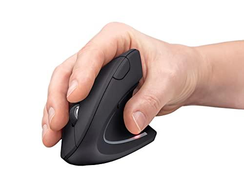 Trust Microware Rechargeable 2.4ghz Wireless Vertical Ergonomic Mouse Optical Mouse 6 Buttons and Portable Office Gaming Cordless Mice with A USB Receiver for Pc Computer Laptop for Right Hand