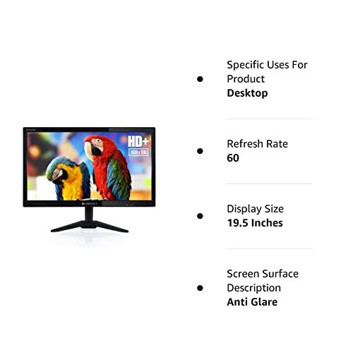 ZEBRONICS Zeb-A20HD 19.5 Inch (49.5 cm) 1600 X 900 LED Monitor, HD, HDMI, VGA, 300 nits, HDMI + VGA dual input, Wall mount, 60hz, Slim and Glossy Design, Black