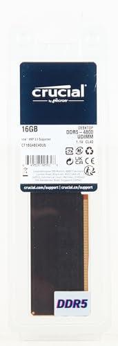 Crucial RAM 16GB DDR5 4800MHz CL40 Desktop Memory CT16G48C40U5 Black