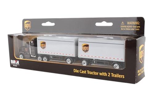 Daron Ups Die Cast Tractor with 2 Trailers, White, Kid