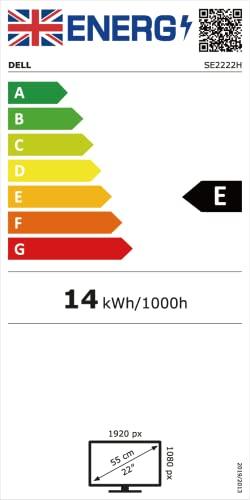 Dell SE2222H 22" (55.88 cm) FHD Monitor 1920 X 1080 Pixels @60Hz, VA Panel, 5-Year warranty, Brightness 250 cd/m², Contrast Ratio 3000:1, HDMI & VGA, Tilt-adjustment