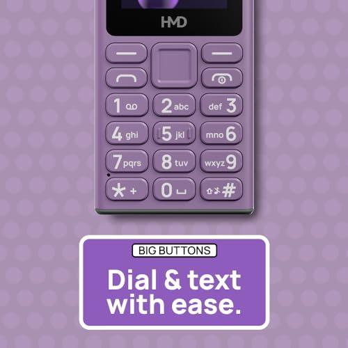 HMD 105 Keypad Phone with Built-in UPI App, Phone Talker, Long-Lasting Battery, Wireless FM Radio | Purple