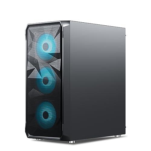 Ant Esports ICE- 112 Mid- Tower Computer Case/Gaming Cabinet - Black | Support ATX, Micro-ATX, ITX | Pre-Installed 3 Front Fans & 1 Rear Fan