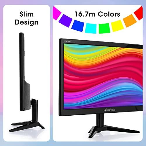 ZEBRONICS Zeb-A20HD 19.5 Inch (49.5 cm) 1600 X 900 LED Monitor, HD, HDMI, VGA, 300 nits, HDMI + VGA dual input, Wall mount, 60hz, Slim and Glossy Design, Black