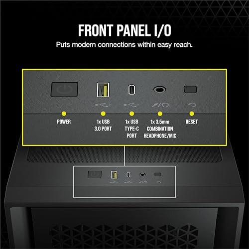 Corsair Tempered Glass, Alloy Steel 4000D Airflow Tempered Glass Mid-Tower ATX Case, Black (CC-9011200-WW)