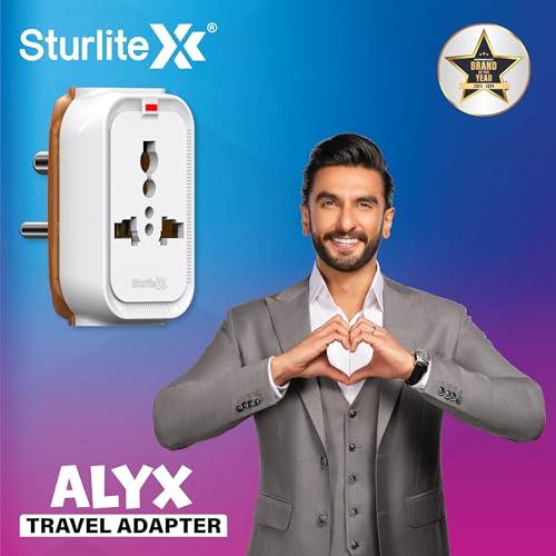 Sturlite Alyx 3 Pin Plug| Universal AC Travel Adapter| ABS Strong Body Socket (Pack of 2)