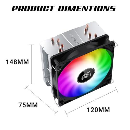 Ant Esports ICE C400 CPU Cooler/CPU Fan with Rainbow LED Fan - Black | Support Intel LGA 1700 / 115X / 1200 & AMD AM5 / AM4 / AM3+ / AM3 / AM2+ / AM2 / FM2+ / FM2 / FM1