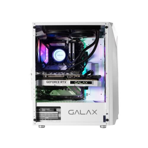 GALAX PC Case Revolution-05 (REV-05W) White Gaming Cabinet | Supports ATX, M-ATX, ITX | 4 RGB Cooling Fans | Mesh Panel | Spacious Interior | Tempered Glass