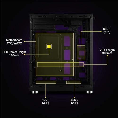 Zebronics ZEB-CRONUS Premium Gaming Cabinet with Mirror Finish Tempered Glass On Front,Tempered Glass On Side & 4 x120mm Rainbow Double Ring LED Fans