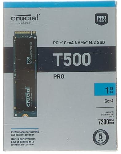 Crucial T500 1TB Gen4 NVMe M.2 Internal Gaming SSD, Up to 7300MB/s, Laptop & Desktop Compatible + 1mo Adobe CC All Apps - CT1000T500SSD8