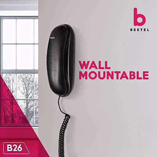 Beetel B26 Corded Slim Landline Phone,Ringer Volume Control,Wall/Desk Mountable,Ringer On/Off Switch,Clear Call Quality,Compact Design,Tone Pulse/Flash/Redial Function (Made in India) (Black)(B26)