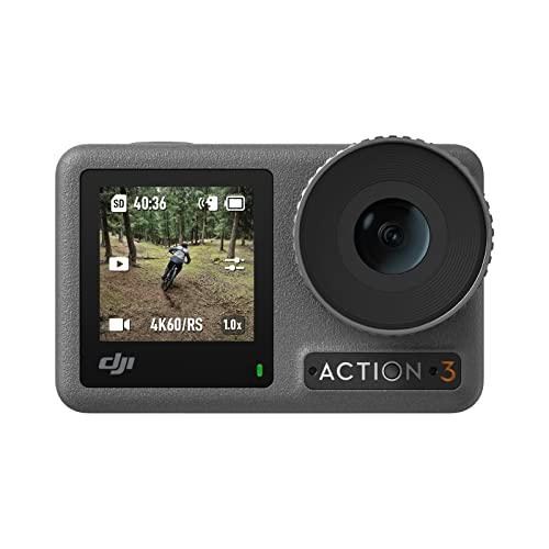 DJI Osmo Action 3 Standard Combo - Outdoor Action Camera with 4K/120fps Optical Zoom 4X & Super-Wide FOV, HorizonSteady, Waterproof, Cold Resistant & Long-Lasting, Vlog Camera for YouTube, Black