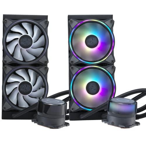 Cooler Master ML240 Illusion CPU Liquid Cooler - Black | Support Intel & AMD CPU Socket AM5, AM4, AM3, LGA1700, 1200, 2066, 1151 | 3rd Gen Dual Chamber Pump | 240mm AIO | ARGB Controller Included