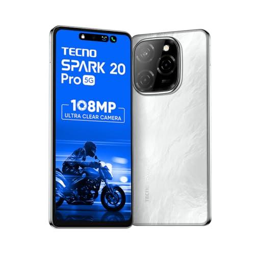 TECNO Spark 20 PRO 5G (Glossy White, 8GB+128GB)| 108MP Ultra Clear Imaging | Super Ellipse Design | MTK D6080 5G Processor | 6.78" 120Hz LTPS LCD Display | 5000mAh Battery with 33W Charger