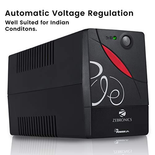 ZEBRONICS Zeb-U725 600VA UPS for Desktop/PC/Computers (not for Routers) with Automatic Voltage Regulation, Black