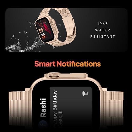 Fire-Boltt Gladiator 1.96" Biggest Display Luxury Stainless Steel Smart Watch with Bluetooth Calling, Voice Assistant &123 Sports Modes, 8 Unique UI Interactions, 24/7 Heart Rate Tracking (Rose Gold) - Triveni World