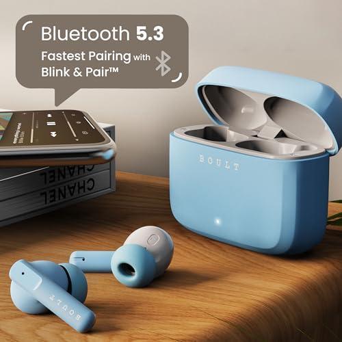 Boult Audio Z60 Truly Wireless in Ear Earbuds with 60H Playtime, 4 Mics ENC Clear Calling, 50ms Low Latency Gaming, 13mm Bass Driver, Type-C Fast Charging, IPX5 ear buds TWS Bluetooth 5.3(Powder Blue) - Triveni World