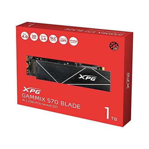 XPG GAMMIX S70 Blade M.2 NVME 1TB PCIe Gen4x4 2280 Internal Solid State Drive/SSD, Read/Write Speed Up to 7,400/6800 MB/s - AGAMMIXS70B-1T-CS Compatible with PC, Laptop and Play Station 5