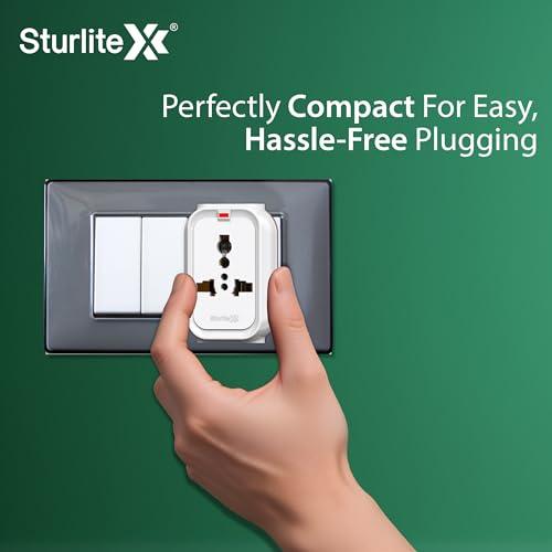 Sturlite Alyx 3 Pin Plug| Universal AC Travel Adapter| ABS Strong Body Socket (Pack of 2)