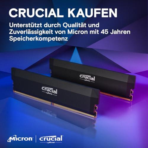 Crucial Pro DDR5 RAM 32GB Kit (2x16GB) CL36 6000MHz, Overclocking Desktop Gaming Memory, Intel XMP 3.0 & AMD Expo Compatible – Black CP2K16G60C36U5B