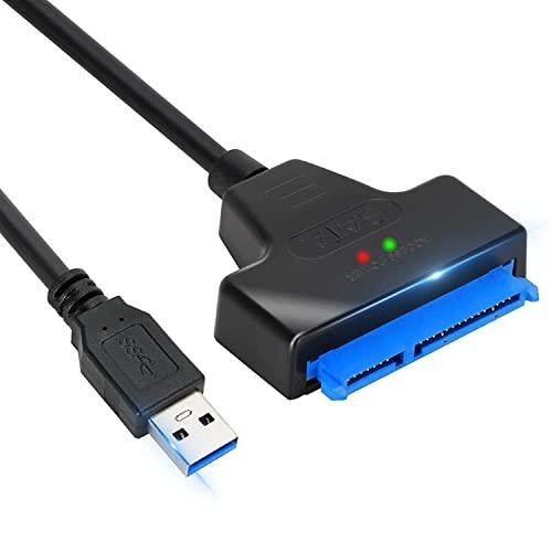 Sounce USB 3.0 SATA III Hard Drive Adapter Cable, SATA to USB Adapter Cable for 2.5 inch (6.35 cm) SSD & HDD, Support UASP, 9 inch(22 cm), Black