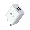 pTron Volta Dual Port 12W Smart USB Charger Adapter, Multi-Layer Protection, Made in India, BIS Certified, Fast Charging Power Adaptor without Cable for All iOS & Android Devices (White)