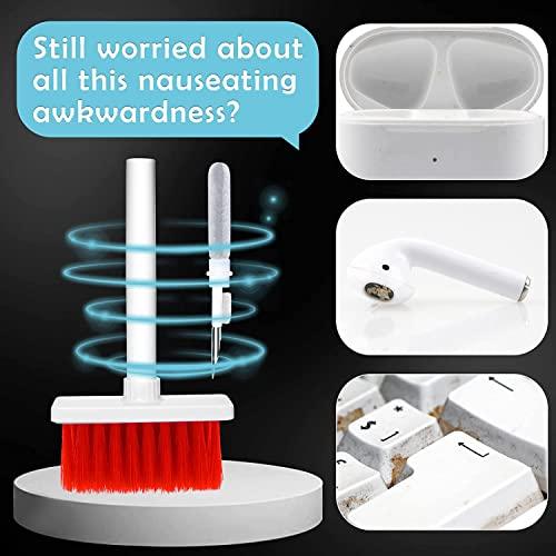 SWAPKART 5-in-1 Cleaning Soft Brush Keyboard Cleaner, Multi-Function Computer Tools Kit Corner Gap Duster Key-Cap Puller for Bluetooth Earphones, Laptop Air-pods & Pro Camera Lens (Random Colour)