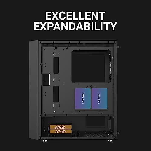 Ant Esports SX3 Mid- Tower Computer Case/Gaming Cabinet - Black | Support E-ATX, ATX, Micro-ATX, Mini-ITX | Pre- Installed 1 Rear Fan