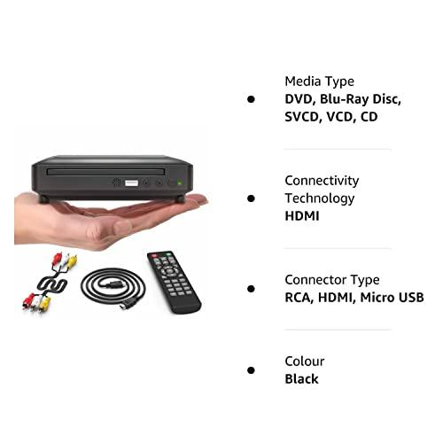 Mini DVD Player, All Region DVD CD/Disc Player for TV with HDMI/AV Output, HDMI/AV Cables Included, HD 1080P Supported Built-in PAL/NTSC System USB Input