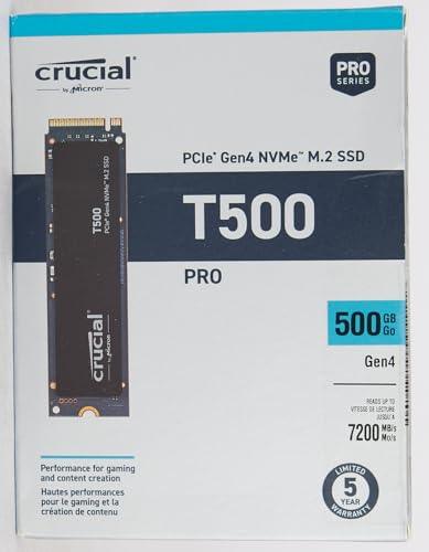 Crucial T500 500GB Gen4 NVMe M.2 Internal Gaming SSD, Up to 7200MB/s, Laptop & Desktop Compatible + 1mo Adobe CC All Apps - CT500T500SSD8