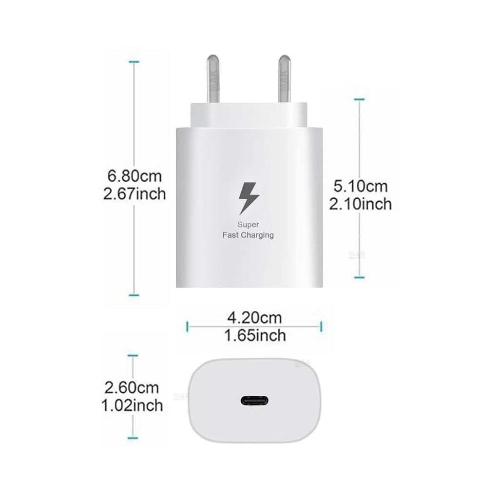 MMAK 25W Charger for Samsung Galaxy M14 5G Type C Charger Adapter Compatible with Galaxy M14 5G Charger, 25 Watt USB Type C to C Pd Charging Adapter C Type, White