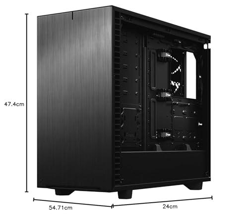 Fractal Design Define 7 Dark Tempered Glass E-ATX Mid-Tower Gaming Cabinet Case with Three Pre-Installed Dynamic X2 GP-14 Fans and Anodized Aluminum Front Panel (FD-C-DEF7A-03), Black