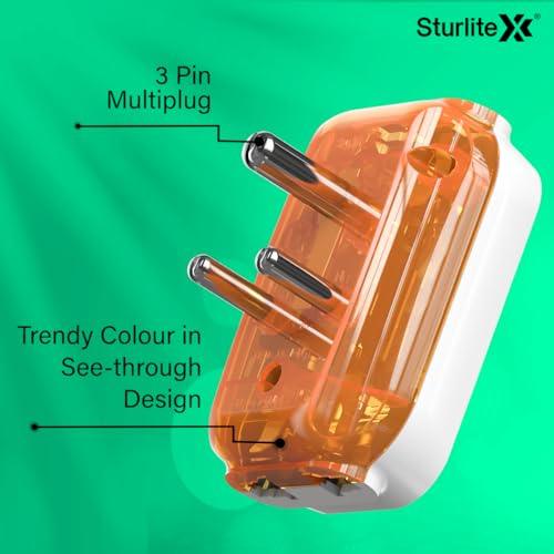 Sturlite Alyx 3 Pin Plug| Universal AC Travel Adapter| ABS Strong Body Socket (Pack of 2)