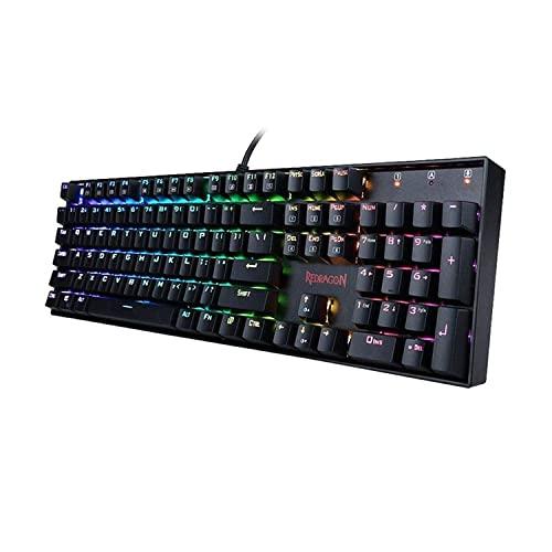 Redragon K551 RGB LED Backlit Wired Mechanical Gaming Keyboard with Numlock Keys for Windows PC (Black, Blue Switches)